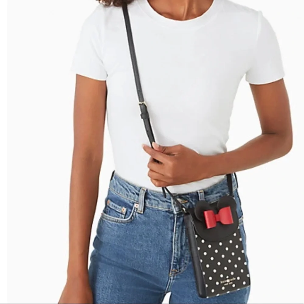 Kate Spade Minnie Mouse Disney N/S Phone Crossbody Bag Purse Black White - Picture 10 of 11